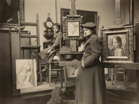 Ottilie W. Roederstein im Atelier der Städelschen Kunstschule, um 1894 - Ausstellung im Staedel-Museum, Frankfurt